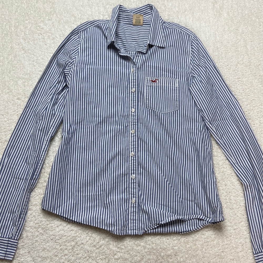 Blue/white striped Button up